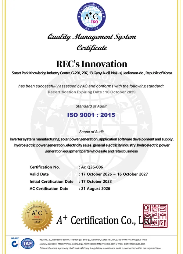 ISO 9001 certificate