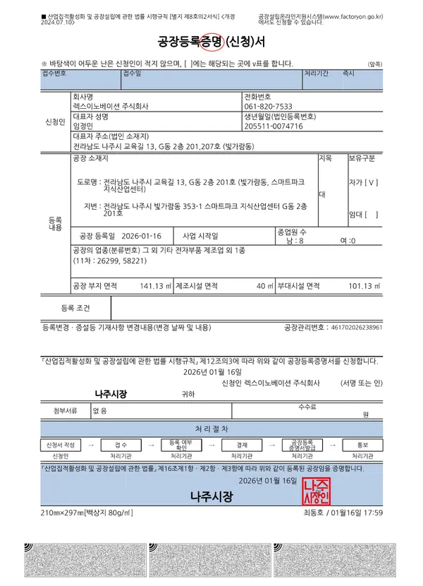 factory registration certificate